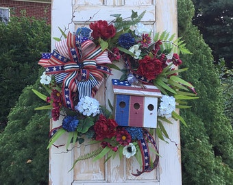 Patriotic Wreath~Patriotic Wreath For Door~July 4th Wreath~American Wreath~Memorial Day Wreath~American Door Wreath~Memorial Day Door Wreath
