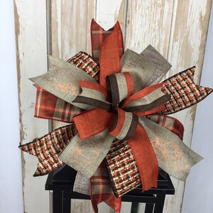 Fall Wreath Bow~Autumn Wreath Bow~Lantern Bow~Swag Bow~Mailbox Bow~Lantern Bow Fall~Fall Wreath Bow Door~Fall Orange Copper Bow~Pumpkins Bow