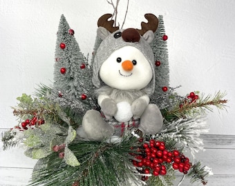 Snowman Centerpiece~Christmas Arrangement~Snowman Arrangement~Christmas Table Centerpiece~Christmas  Countertop~Whimsical Centerpiece