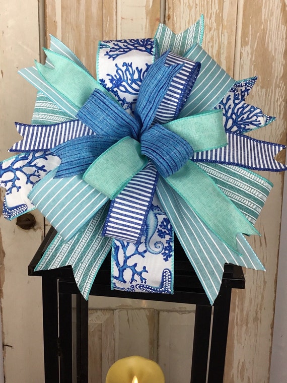 Sea Life Decor~Lantern Bow~Hanger Door Bow~Summer Wreath Bow~Salt Life~Swag Bow~Mailbox Bow~Starfish Bow~Nautical Wreath Bow~Coastal Bow