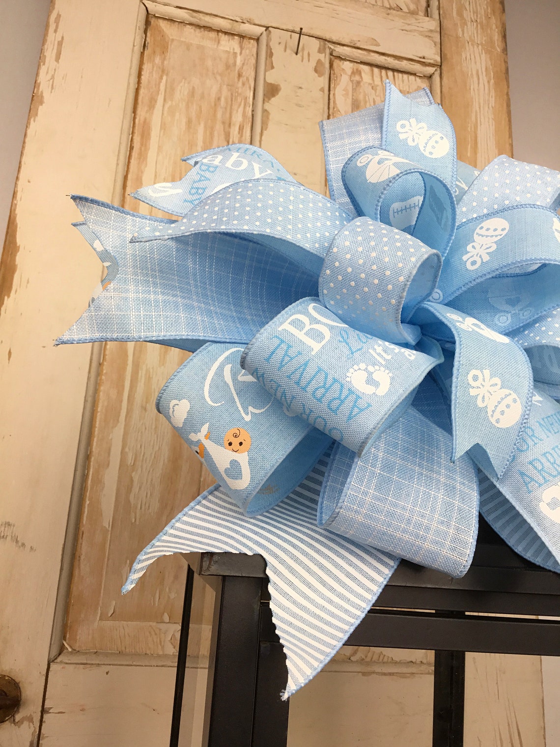 Baby Boy Gift Bowbaby Boy Shower Gift Bowbaby Blue White Etsy