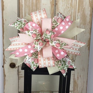 Spring Wreath Bow~Spring Summer Wreath Bow~Porch Bow~Lantern Bow~Swag Bow~Mailbox Bow~Pastel Lantern Bow~Gift Basket Bow~Decorative Bows