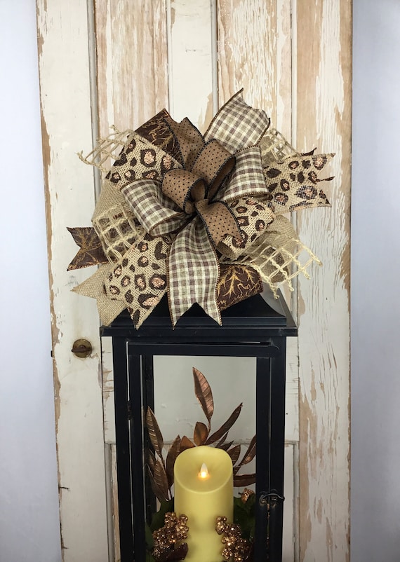 Burlap Wreath Bow~Leopard Fall Bow~Fall Lantern Bow~Farmhouse Fall Wreath Bow~Burlap Fall Bow~Autumn Lantern Bow~Leopard Wreath Bow~Fall Bow