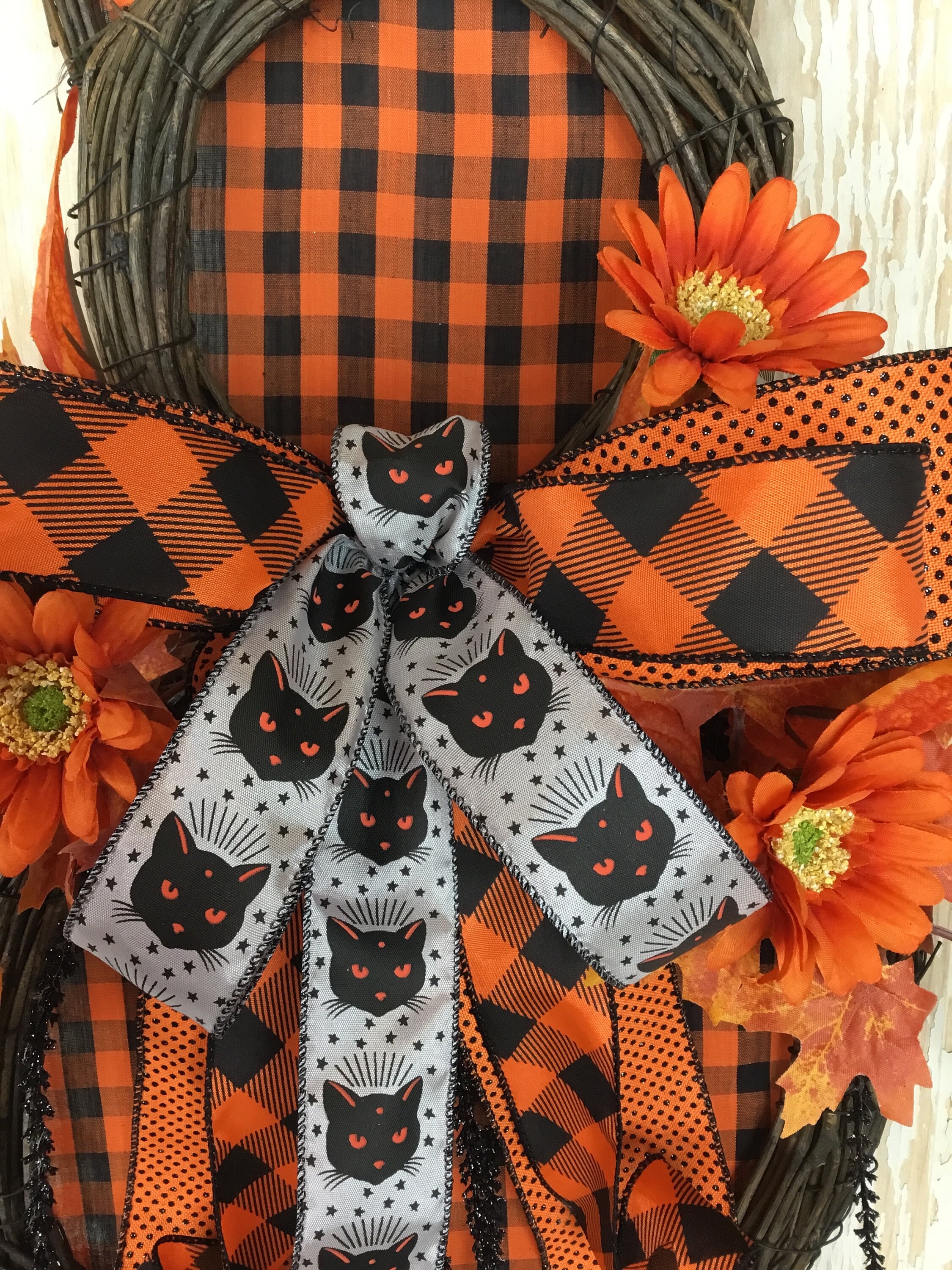 Kitty Halloween~cat Door Decor~halloween Cat Hanger~cat Lover Decor ...