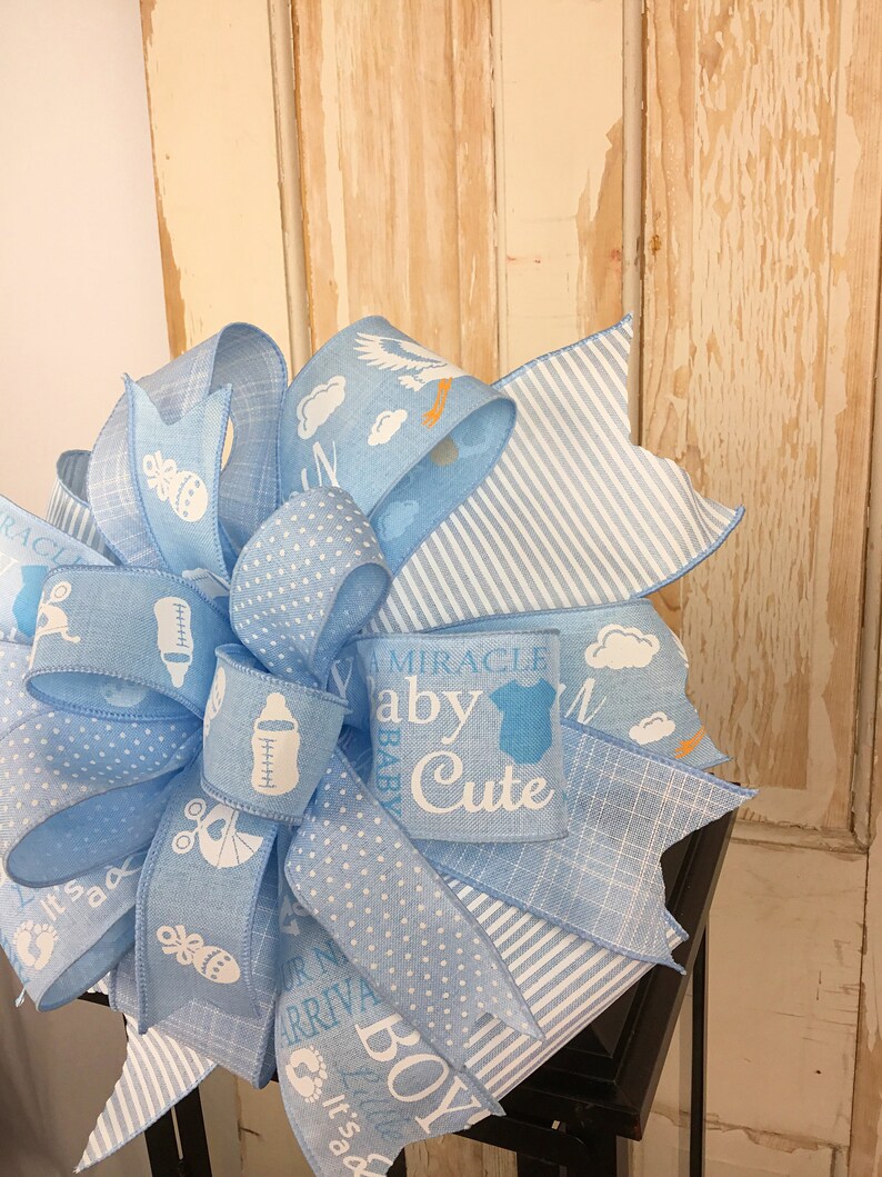 Baby Boy Gift Bowbaby Boy Shower Gift Bowbaby Blue White Etsy