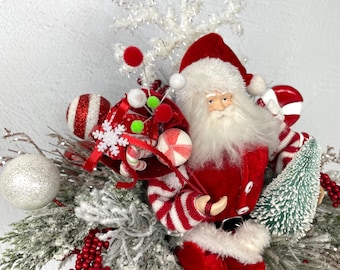 Santa Centerpiece~Santa Arrangement~Candy Christmas Arrangement~Santa Table Top Decor~Whimsical Christmas~Christmas Table Centerpiece Small