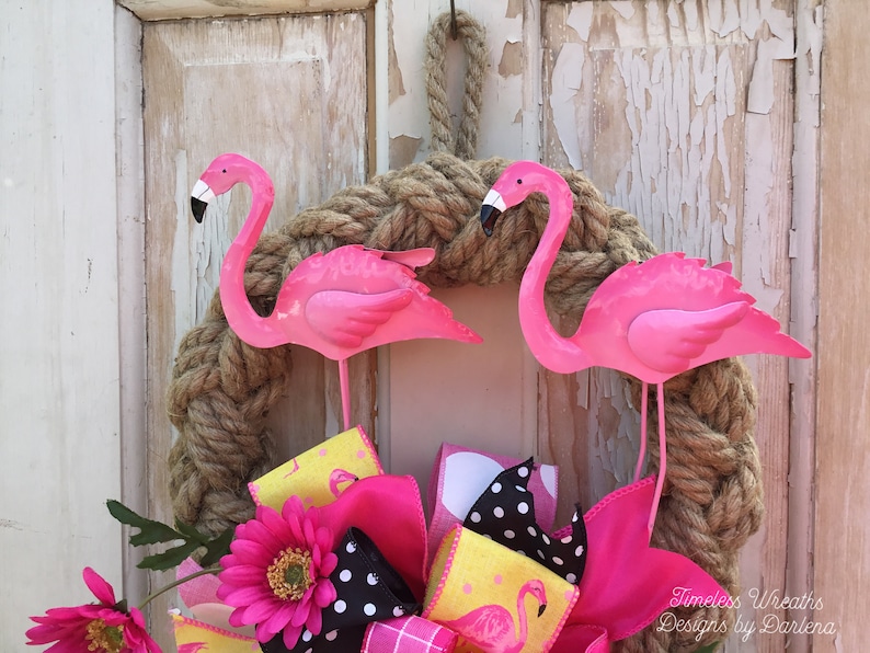 Flamingo Wreath~Flamingo Door Wreath~Pink Flamingo Wreath~Summer Flamingo Wreath~Flamingo Front Door Wreath~Tropical Wreath~Beach Wreath