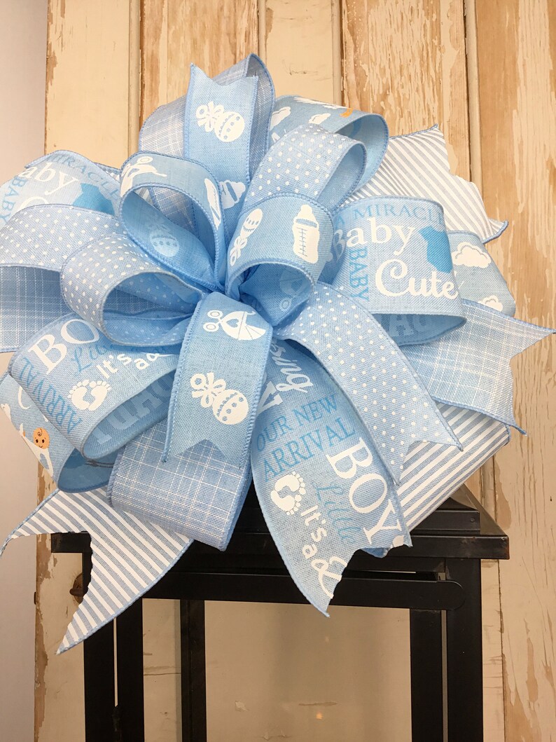 Baby Boy Gift Bowbaby Boy Shower Gift Bowbaby Blue White Etsy