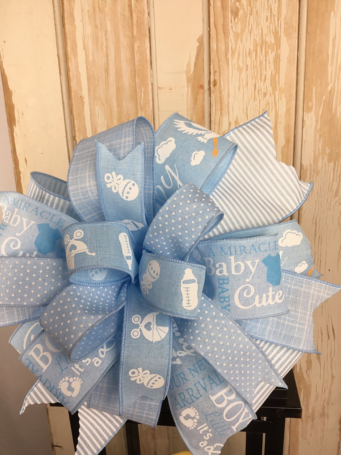 Baby Boy Gift Bowbaby Boy Shower Gift Bowbaby Blue White Etsy