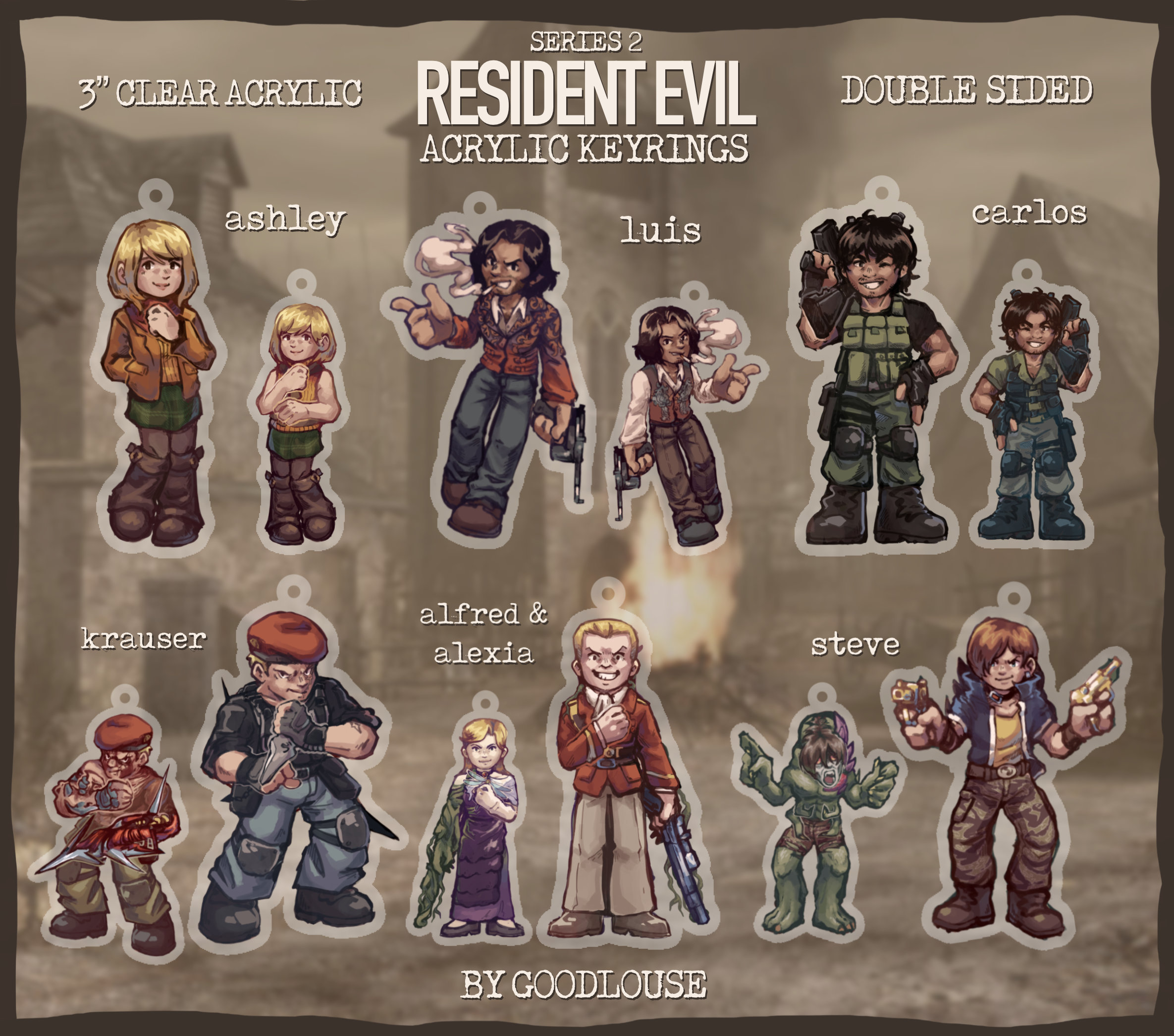 Resident Evil Chibi Badges Leon Kennedy Luis Serra Ada 