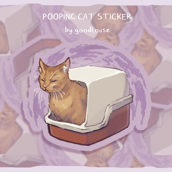 Pooping Cat 60mm Sticker