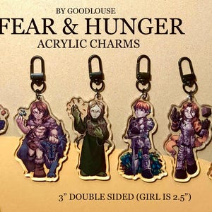 Personagebedels Angst en honger || Ragnvaldr, Enki, Cahara, D&#39;arce, Girl en Le&#39;garde || Doorzichtige 3&quot; RPG Maker acrylbedels