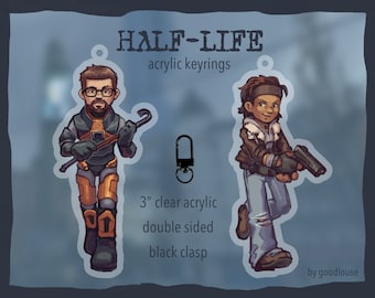 PREORDER Half-Life 3" Acrylic Keychains || Gordon Freeman and Alyx Vance Charms