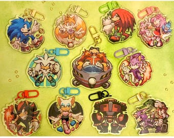 Sonic the Hedgehog 2.5&quot; Charms || Sonic, Tails, Knuckles, Amy Rose, Shadow, Silver, Blaze, Chaotix, Omega, Rouge & Eggman || Gaming Keyrings