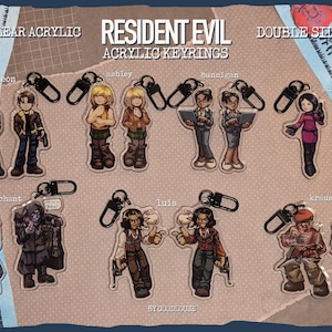 Resident Evil 4 Character 3&quot; Keyrings || Leon, Ashley, Hunnigan, Ada, Merchant, Luis, Krauser || Clear Acrylic Charms