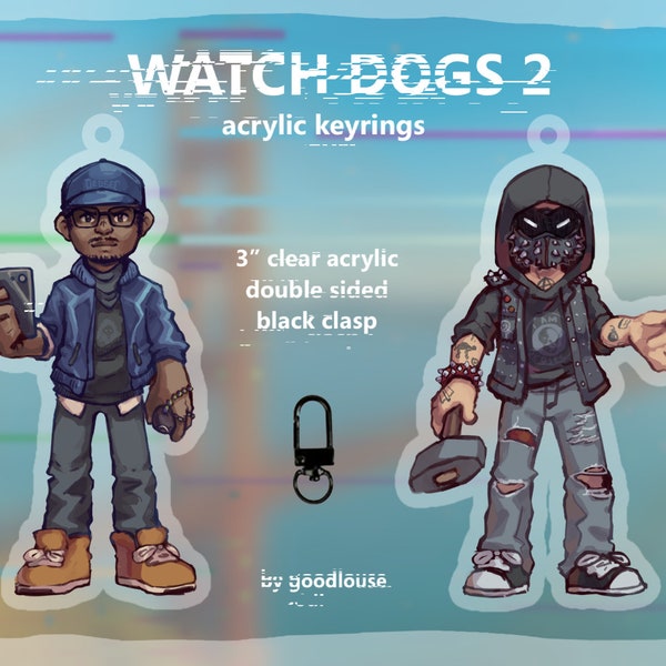 PREORDER Watch Dogs 2 3" Acrylic Keychains || Marcus Holloway Retr0 & Wrench DedSec Charms