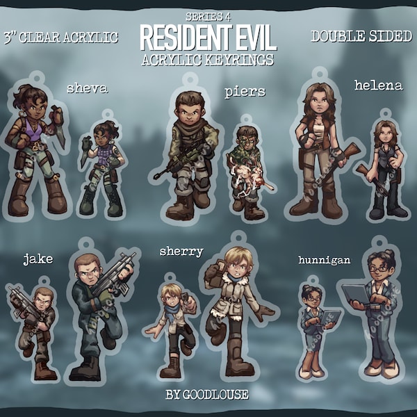 PREORDER Resident Evil Character 3" Keyrings || Sheva, Piers, Helena, Jake Muller, Sherry Birkin, Hunnigan || Clear Acrylic Charms