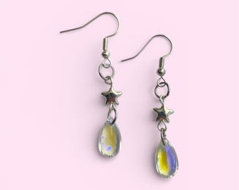 Star drop earrings iridescent