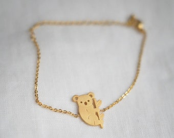 Cute animal gold-plated Koala bracelet, trendy and minimalist bracelet, original women's gift accumulation jewelry