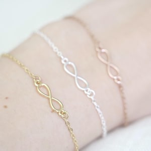 Infinity bracelet gold plated silver or rose, infinity bracelet sign life hope woman, minimalist infinity jewelry trendy modern chic gift