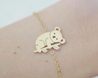 Koala bracelet gold or silver, cute animal jewelry for women, minimalist trendy bracelet, stacking bracelets, original gift idea