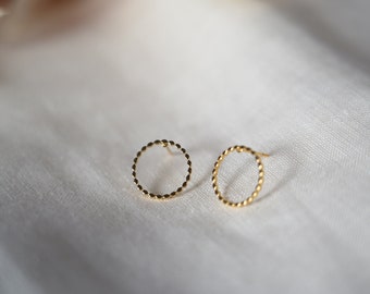 Apolline earrings gold or silver plated minimalist feminine golden circle elegant chic round jewel modern woman gift