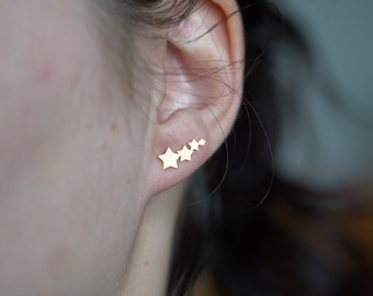 Gold or silver plated star earrings, gold star studs, magic gift idea, original, modern, trendy women's jewelry