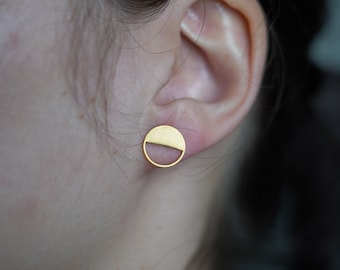 Elise earrings gold plated round circle half moon boho chic minimalist jewelry gift modern woman original trend