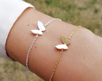 Bracelet Jasmine plaqué or argent papillon animaux mignon femme cadeau bijou minimaliste mignon féérique romantique tendance