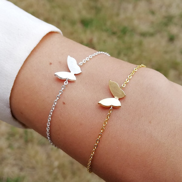 Bracelet Jasmine plaqué or argent papillon animaux mignon femme cadeau bijou minimaliste mignon féérique romantique tendance