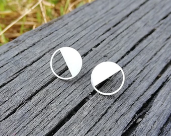 Boucles d'oreilles Elise plaqué argent rond cercle demi lune bohème chic cadeau bijou minimaliste femme moderne tendance