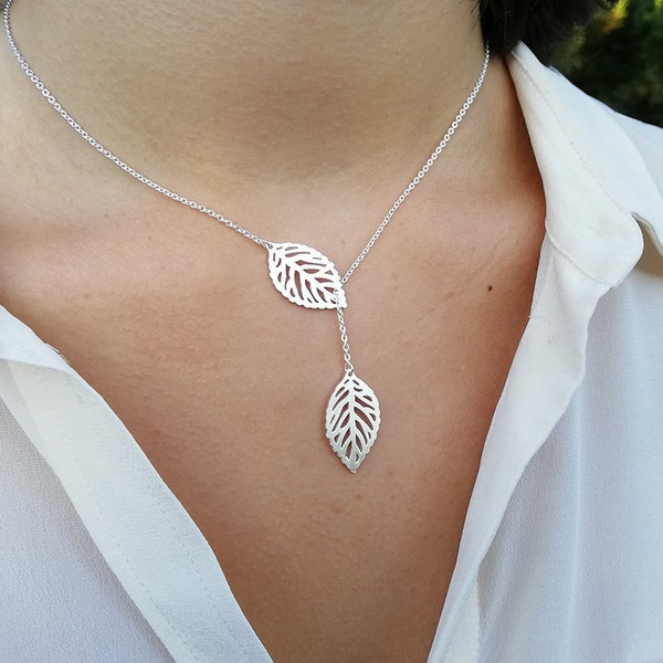 Alvina silver plated nature leaf necklace original chic women's gift cross lasso jewelry minimalist modern trendy elegant