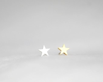 Boucles d'oreilles Star étoile plaqué or argent, puces minimaliste tendance cadeau femme fantaisie, bijou clous étoiles or simple