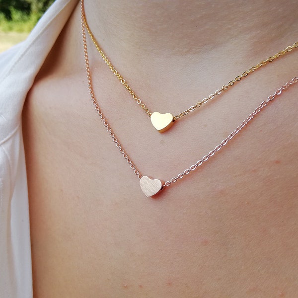 Collier Julia coeur plaqué or jaune ou rose pendentif amour love bijou romantique femme doré cadeau mignon fantaisie minimaliste