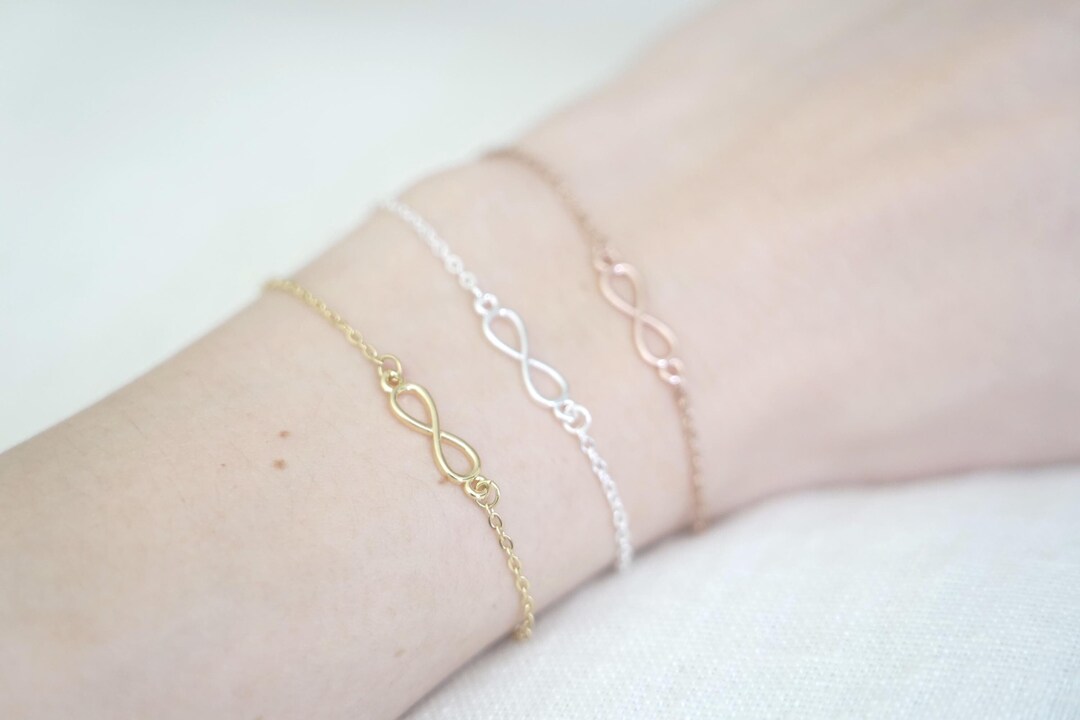 Bracelet Éternité Mouvement Infini – Plaqué Or Rose 18 Carats – Pour Femme Cadeau Romantique - 7