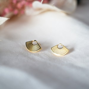 Romy earrings gold plated silver half circle golden fan women's gift chic jewelry modern minimalist original chips image 4