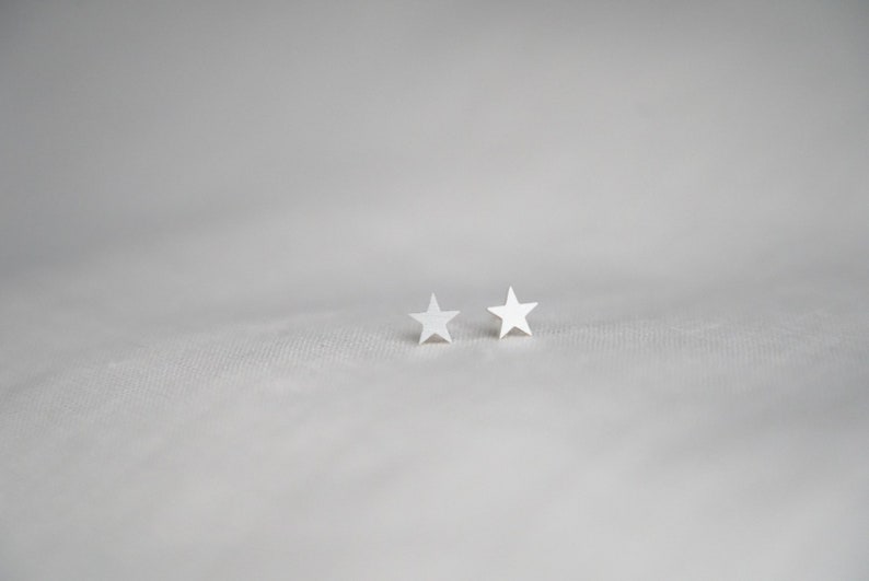 Star earrings gold and silver plated, trendy minimalist chips, fancy woman's gift, simple gold star stud jewelry image 5