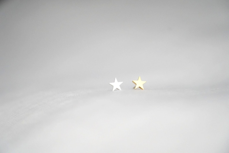 Star earrings gold and silver plated, trendy minimalist chips, fancy woman's gift, simple gold star stud jewelry image 1