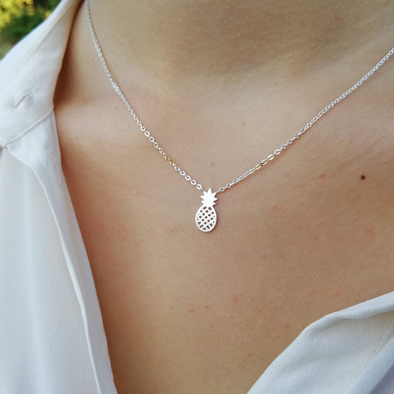 Pineapple necklace Simiple necklace Fruit necklace Minimal jewelry