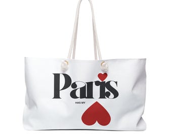 Paris Has My Heart : Schicke Pariser Weekender-Tasche. Reise, Tote, Strandtasche, Geschenk für sie, stilvolles Gepäck