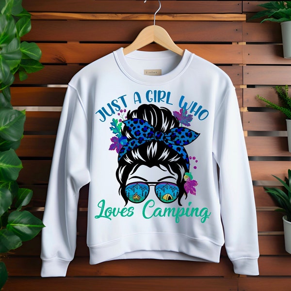 Just A GIrl Who Loves Camping PNG | Vacation Graphic | Travel Clipart | Family Trip | Digital Download | Cute Camping PNG