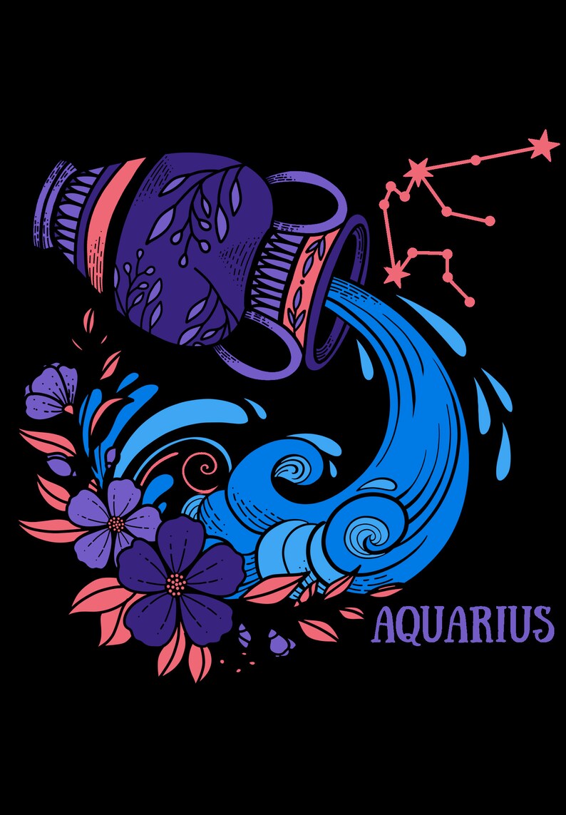 Aquarius Cute PNG Digital Download Birthday Gift Feminist Clipart Girly ...