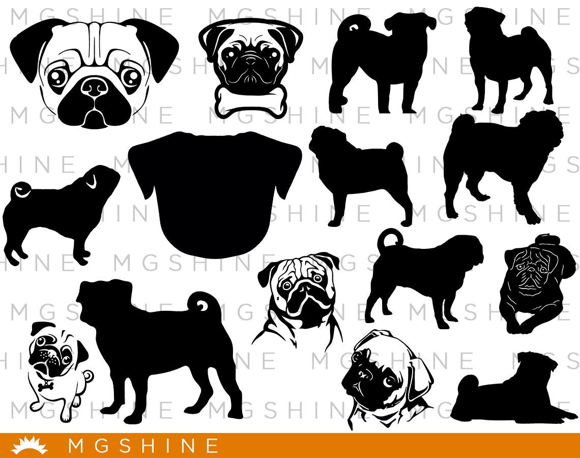 Download Pug Svg Cutting Files For Cricut And Silhouette Cameo Pug Etsy