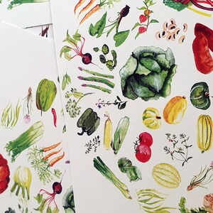 Watercolour Vegetable journaling kit, snail mail kit, diy inspiration kit, scrapbooking, Paper scrap pack, scrapbook paper, craft pack, junk image 4