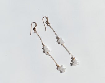 Gold-Filled Rainbow Moonstone Drop Earrings