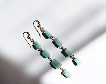 Gold-Filled Aquamarine Drop Earrings