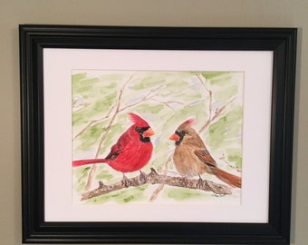 Watercolor cardinals