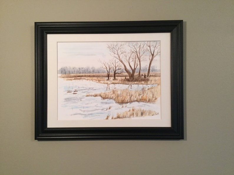 Watercolor wetlands marsh image 3