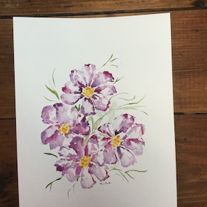 Watercolor Cosmos Flowers