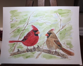 Watercolor cardinals